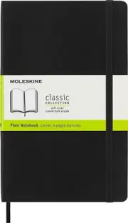 Classic Soft Cover Notebook - Plain - Large - Black, (QP618)