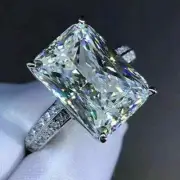 4Ct Emerald Cut Lab Created White Diamond Solitaire Ring 14K White Gold Plated