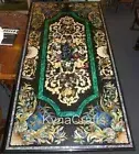 Black Marble Dining Table Top Marquetry Art Reception Table for Office Decor