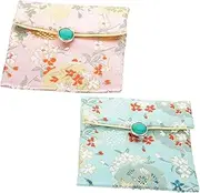 IWOWHERO 2pcs Portable Jewelry Bag Soft Brocade Necklace Pouch Bracelet Holder Elegant Travel Organizer for Accessories Stylish Dustproof Storage