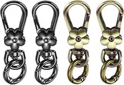 uxcell 4 Pcs Metal Keychain Clip Swivel Lobster Claw Clasp Quick Release Key Ring Detachable Double Opening Snap Hooks for Jewelry Making Crafts Backpack Lanyard, Bronze Tone/Gun Black