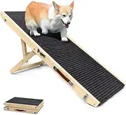 Adjustable Wooden Pet Ramp | Folding Dog Stairs with Non-Slip Carpet | 4 Height Levels | Portable & Lightweight for Small & Medium Pets | Ideal for Beds, Sofas & Cars