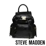 STEVE MADDEN-BHIKER 壓紋LOGO寬帶後背包-黑色