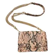 NWOT REBECCA MINKOFF Crossbody Bag Pink Python Embossed Leather Gold Chain Strap