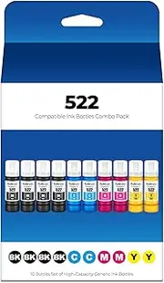 DEEIYUER 522 Ink Refill Bottles ET-2800 ET-4800 ET-2400 ET-2803 Ink Refill Compatible for ET-2800 ET-4800 ET-2400 ET-2803 ET2800 ET4800 ET2400 ET2803 ET-2720 ET-4700 ET-4810 ET-2840 Printer (10 Pack)