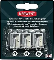 Derwent Replacement Sharpeners for Battery Operated Two Hole Pencil Sharpener, for Artist, Drawing, Coloring, Writing, 3 Pack (2302353)