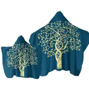 Golden Yellow Tree over Blue Towel with Hood