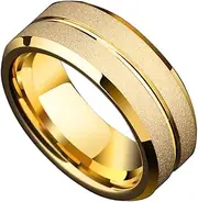 [ringcolor] 8mm Yellow Gold Plated Titanium Steel Mens Ring Men Wedding Band Man Ring
