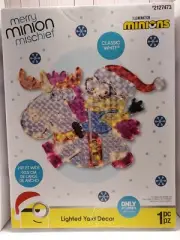 GEMMY 3'x 2' Lighted Christmas Yard Decor Merry Minion Mischief Bob On A Unicorn