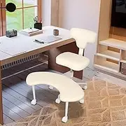 Meditation Chair, Home Office Desk Chair, Cross Legged Chair with Lumbar Support, Adjustable Criss Cross Chair with Wheels, Ergonomic Chair for Adults, Flexible Sitting Chair for Fidgety Sitters Beige