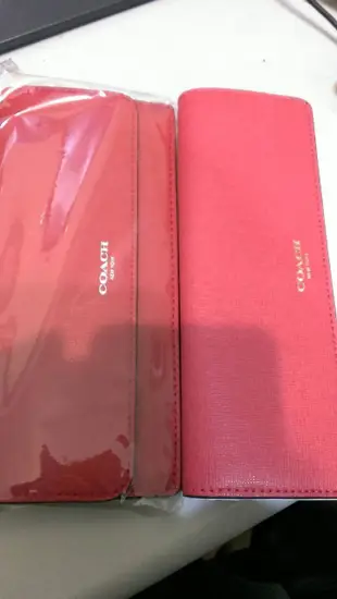 Coco小舖 COACH 49350 SAFFIANO LEATHER SOFT WALLET 淺紅色防刮皮革簡便皮夾
