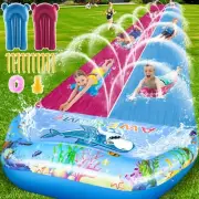 VEEST 33 FT Extra Long Water Slides for Kids Adults, Giant Double Lawn Water ...