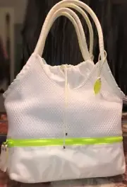 NWT $168 TRINA TURK White Net Mesh Tennis Racquet Sports Bag Tote Handbag
