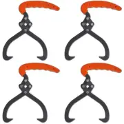 4 Piece Log Tongs with Comfortable PVC Grip Firewood Tool Heavy Duty Clamp