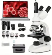 Biological Microscope PRO Kit Triple Eye 40X-5000X Lab Dual LED PC Phone Adapter