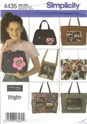 Picture Frame Tote BAGS PURSES Simplicity 4435 UNCUT Sewing Pattern ©2005