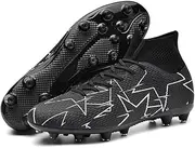 [BINQER] Adults and Students High Top Soccer Shoes with Spike Studs, Synthetic Grass Training Football Boots for Teenagers