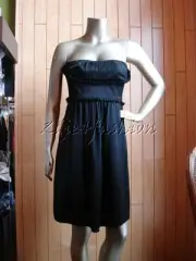 NWT $288 BCBG MAX AZRIA Strapless Black Silk Satin Tuxedo Ruffle Dress 8
