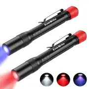 Red Light Penlight Flashlight with 395nm UV Blacklight/White Light, Multi-Fun...