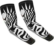[FHEDVBN] Abstract Animal Zebra Arm Sleeves Compression Arm Covers for Men Women Outdoor Sun Sleeves Cooling Sports Sleeve, Black