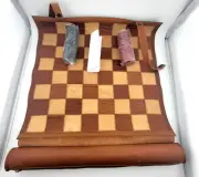 Leather Roll-Up Travel Chess and Checkers Set - New Open Box