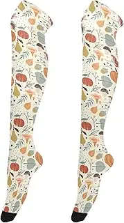 [Caihoyu] Women'S Socks Lightweight Thigh High Socks Extra Long Socks Novelty Over Knee High Socks for Daily Office Wear Colorful Autumn Natural, Colorful Autumn Natural