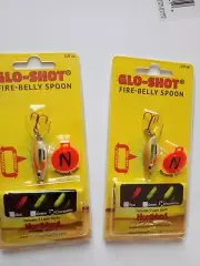 2 Northland Tackle Glo-Shot Fire-Belly Spoon - Super Glow Chub - 1/8 oz Ice Lure