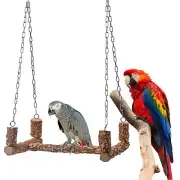 Parrots Wooden Stand Swing Cage Hanging Nest Boredom Breaker Perch Bird Toys