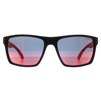 Superdry Sunglasses Kobe 193 Matte Black Volcanic Mountain Orange Red Mirror