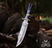 Handmade Damascus Steel Hunting Knife, 15" Survival Knife with Leather Sheath Au