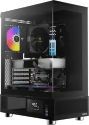ATX Mid Tower Computer Case with Tempered Glass, Gaming PC Case W/Temperature Di