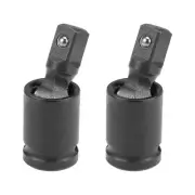 Universal Socket Joint 1/2-Inch Hex Ball Spring Socket Adapter Cr-V Black 2 Pcs