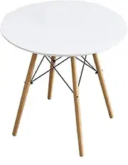Oliver 80cm Round Dining Table Modern Living Room Furniture MDF Top Beech Wood Legs Durable Construction Space Saving Design Compact Table for Dining Room Kitchen Small Spaces 75H x 80W x 80D CM White