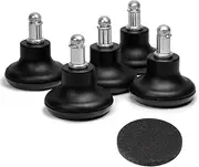 Bell Glides Replacement Office Chair or Stool Swivel Caster Wheels to Fixed Stationary Castors, Low Profile Bell Glides with Separate Self Adhesive Felt Pads, Chair Feet Wheel Stopper