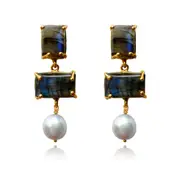 Culturesse La Pierre 24K Pure Gold Plating Pearls Drop Earrings For Pierced Ears
