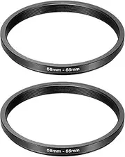 uxcell Step Down Ring Adapter 58mm to 55mm, 2 Pcs Filter Step-Down Rings Camera Lens Filters Metal Ring Digital for ND IR DSLR Lenses, Black