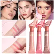 Peach Red Liquid Blush Face Contour Highlight Rouge Sponge Brush Cosmetic -