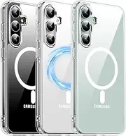 [RUNGOS] Magnetic Clear for Samsung A15 Case MagSafe [Crystal Clear] [Strong Magnetic] [10Ft Drop Tested] [Slim Fit] Hard Back Shockproof Case for Samsung Galaxy A15 Magsafe Case, Magnetic Cover 6.5''