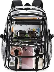 [QHRIDS] Clear Backpack for Girls Women Heavy Duty School BookBag Transparent Backpacks