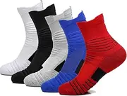 [Sparkling Ice] Performance Ankle Athletic Socks Comfort Cushioned Breathable Compression Running Sports Socks Men Pack (5 Pairs Pack), Multi-color, 6.5-11.5