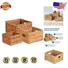 Natural Wicker Storage Baskets - 3-Pack Nesting Baskets for Stylish Organization