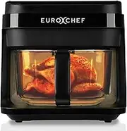 EuroChef 6.5L Air Fryer, Electric Digital Airfryer with Glass Container, Black