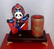 Kung Fu Peking Opera Panda Opera Mask - Mounted with Pencil Holder - Exquisite