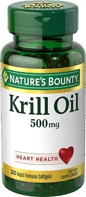 Nature's Bounty Krill Oil Rapid Released Softgels Gluten Free 500 mg 30 Count