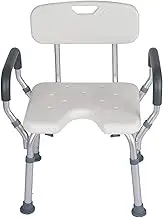 FFSPIIO Shower Chair, for Disabled Seniors Elderly Removable Bathroom Stool with Arms Backrest Adjustable Hight Seat Shower Chair