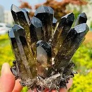 [KAFANYA] 260-700g Clear Smoked Topaz Cluster Mineral Sample Crystal,240-270g