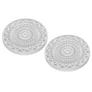 2Pcs 4 Inch Absorbent Diatomaceous Coaster for Indoor, Light Grey