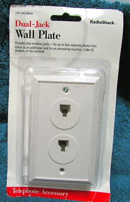 NEW Flush Mount Phone Modular DUAL JACK WALL Outlet PLATE RadioShack White