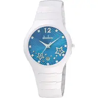 在飛比找momo購物網優惠-【Diadem】黛亞登 甜蜜星空時尚白陶瓷手錶-藍/36mm