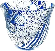 Guinomi Spiral Glass, Kiriko Koubou Provko Guinomi Ochoko Sake, Cold Sake, Glass, Gift, Retirement Celebration, Kiriko Artist, Traditional Japanese Manufacturing Technique (Ruri)